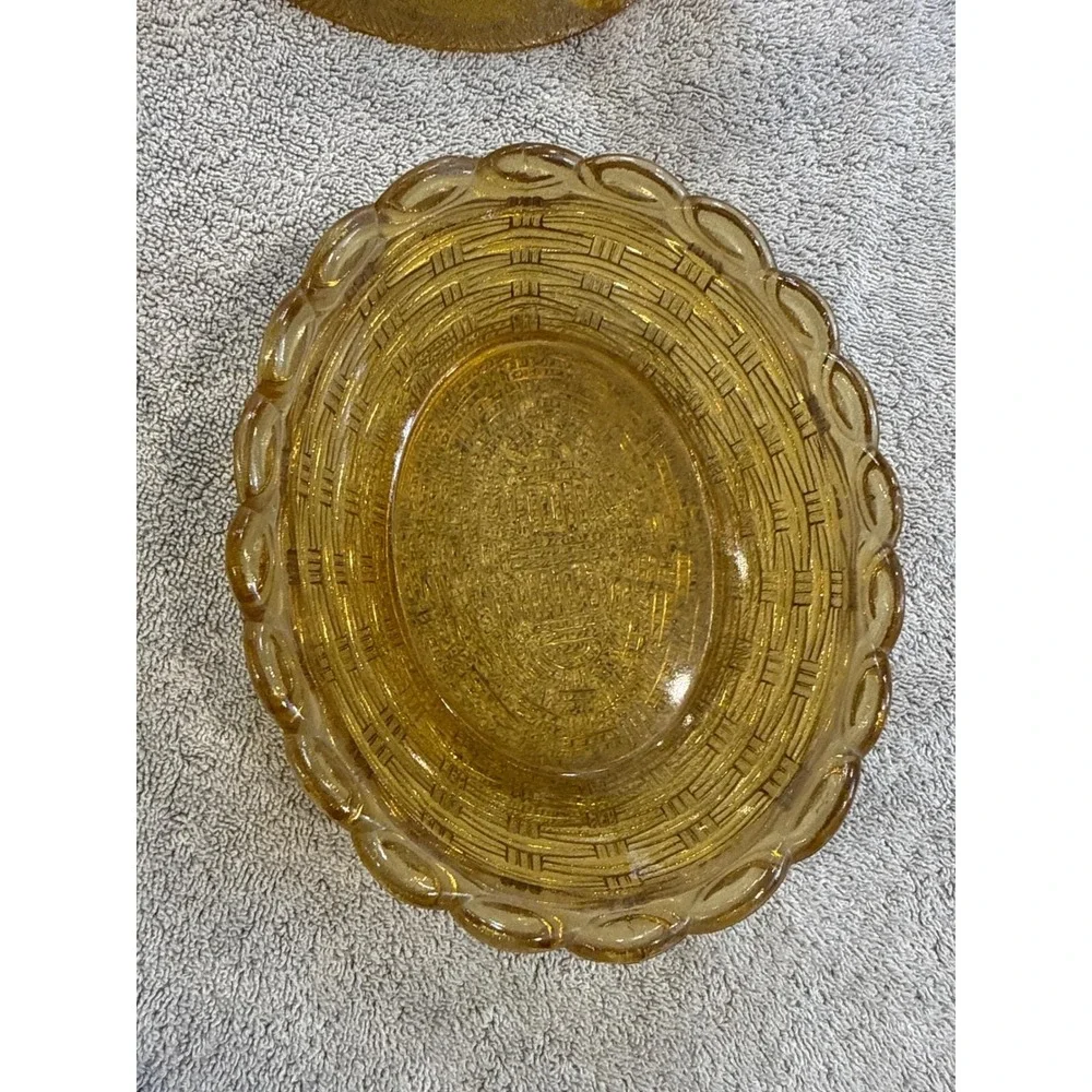 Vintage‎ Amber Glass Hen on Nest Covered Candy Dish Chicken Basket 7 Inch